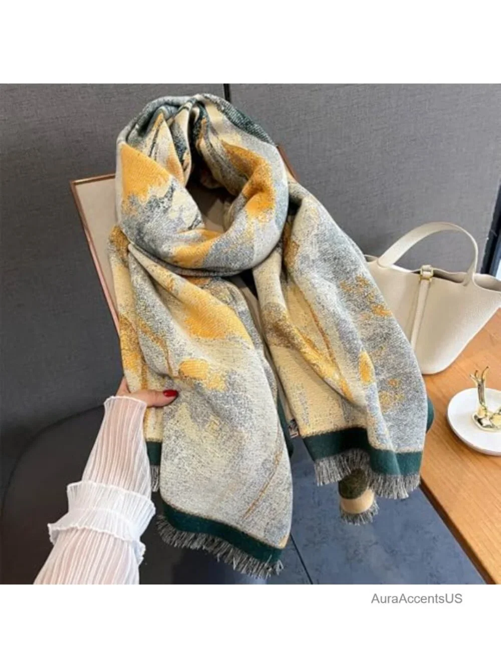 Oversized Reversible Pashmina Shawl Wrap Scarf Polyester